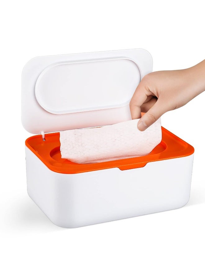 Flenpptly Baby Wipes Dispenser, Wipes Case Baby Wipe Holder Keeps Wipes Fresh, Non-Slip, Easy Open & Close (Orange) - Image 1