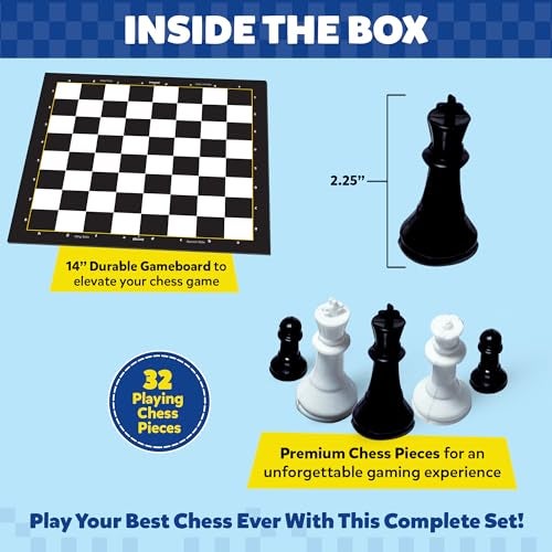 Little Berry Classic Chess for Kids & Adults | Beginner Chess Set with 14” Inch Foldable Board & Pieces | Strategy Board Game | Portable & Travel Friendly | Learning Instructions Included - Image 2