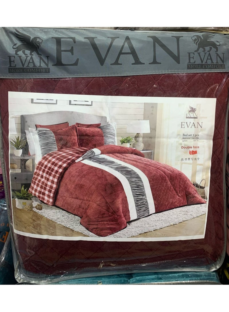 Evan Fiber comforter set, 3 pieces, laser engraving, Spanish design 