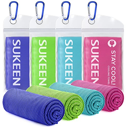 Sukeen 4 Pack Cooling Towels (40"x12"),Ice Towel,Soft Breathable Chilly Towel,Microfiber Towel for Yoga,Sport,Running,Gym,Workout,Camping,Fitness,Workout & More Activities - Image 1