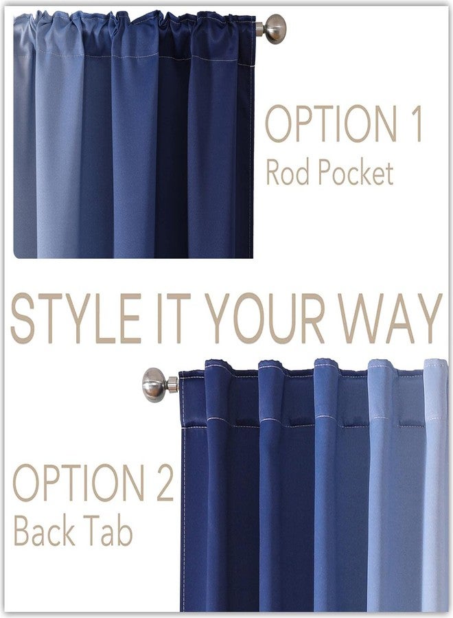 MIUCO Blackout Curtains & Drapes for Bedroom Living Room 84 Inches Long Navy Blue and White Room Darkening Ombre Curtains Rod Pocket & Back Tab Curtains Thermal Insulated Light Blocking 2 Panels Set - Image 4