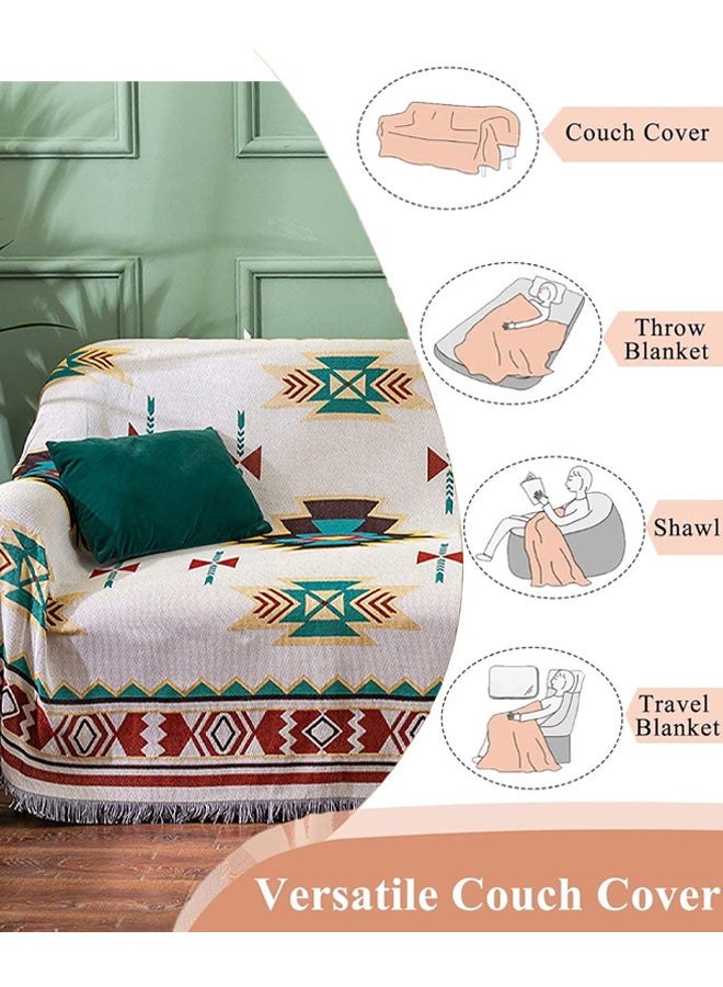 Optico Sofa Slipcover 3 Seater Sofa Cover Double Side Couch Covers Fashion Nordic Style Knitted Tassel Decor Woven Sofa Blanket for Bed Washable Soft Throw Blanket Non-Slip Large Size 180 * 230CM - Image 2