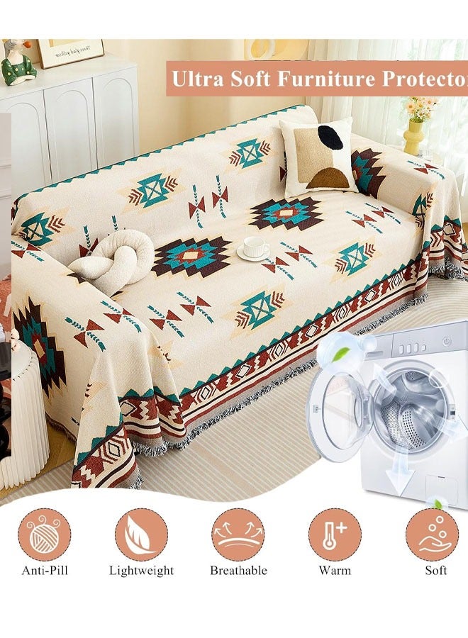 Optico Sofa Slipcover 3 Seater Sofa Cover Double Side Couch Covers Fashion Nordic Style Knitted Tassel Decor Woven Sofa Blanket for Bed Washable Soft Throw Blanket Non-Slip Large Size 180 * 230CM - Image 4