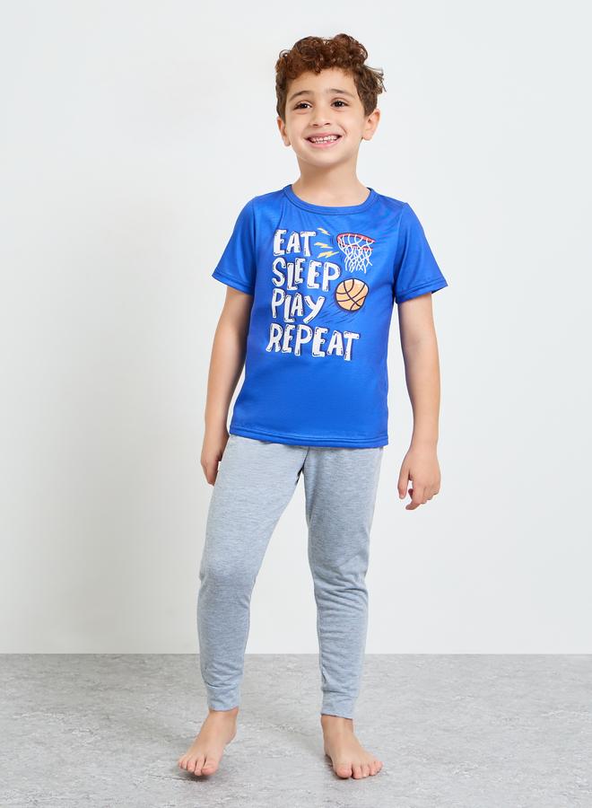 Styli Boys Graphic Print T-Shirt and Cuffed Pyjama Set - Image 2