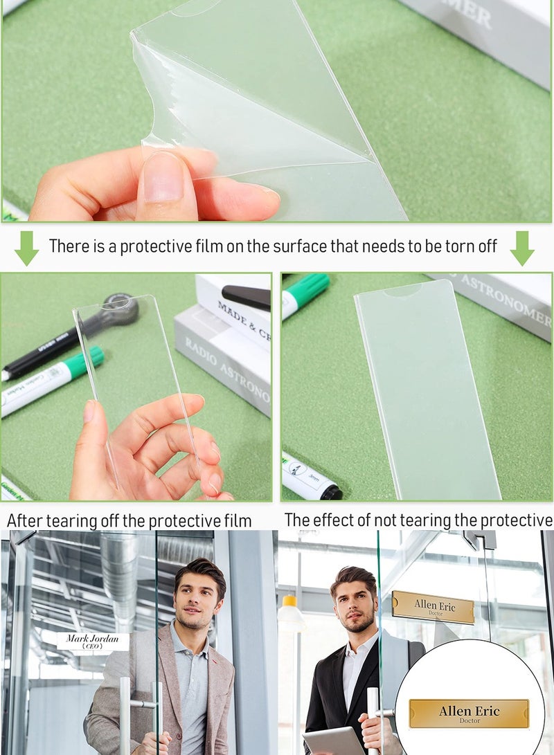 NajmStyle Acrylic Wall Name Plate Holder,Clear Plastic Sign Label Frame with Adhesive Tape,Horizontal Wall Name Plates for Door,Office Nameplate Display Trays for Office Home - Image 3