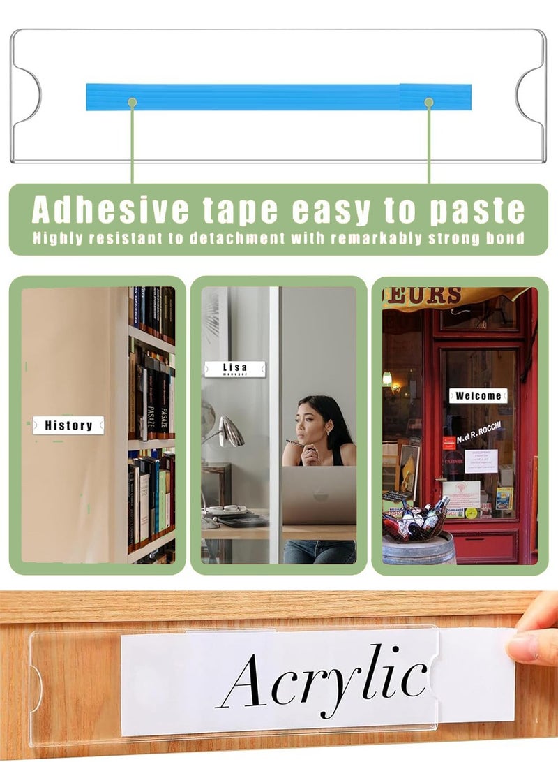 NajmStyle Acrylic Wall Name Plate Holder,Clear Plastic Sign Label Frame with Adhesive Tape,Horizontal Wall Name Plates for Door,Office Nameplate Display Trays for Office Home - Image 5