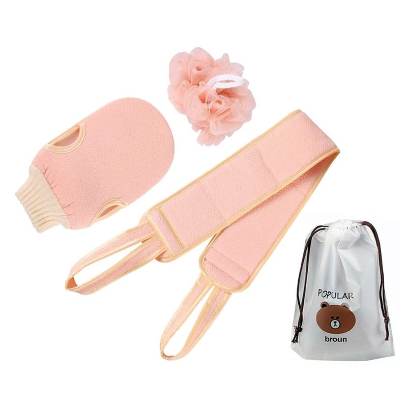 GERIX 3 Pcs Bath Loofah deep exfoliating Gloves skin Back Scrubber Ball sponge for shower body bathing by women men baby - Image 1