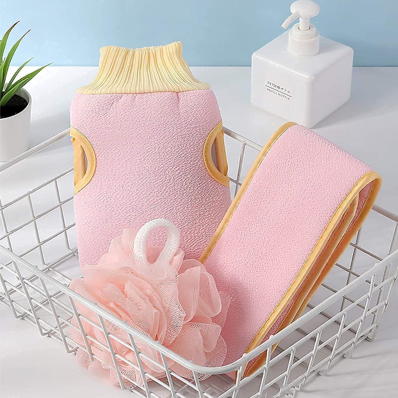GERIX 3 Pcs Bath Loofah deep exfoliating Gloves skin Back Scrubber Ball sponge for shower body bathing by women men baby - Image 4
