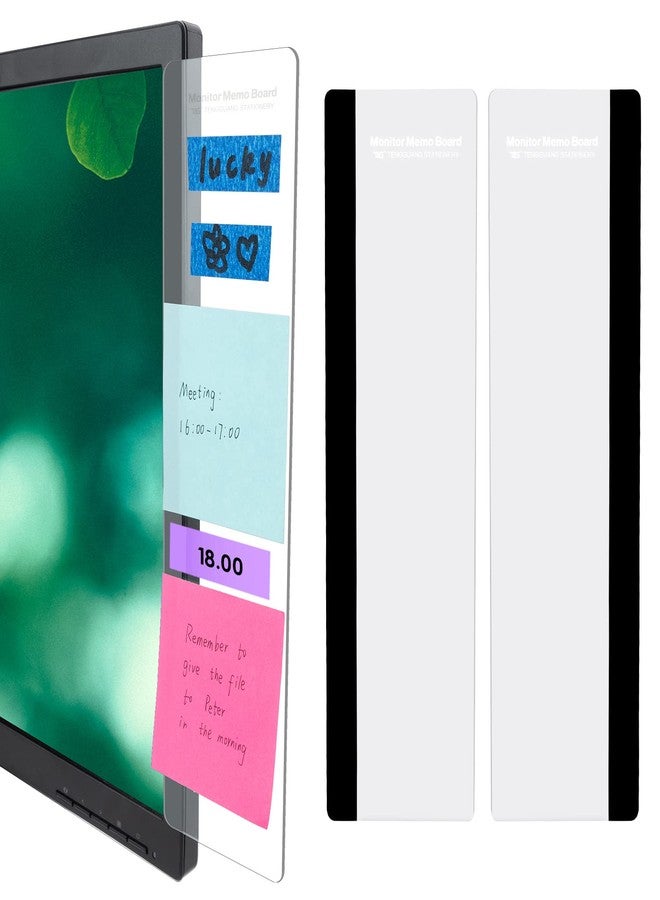 HQIOA Office Desk Accessories 2pcs Computer Monitor Memo Board Message Board Transparent Acrylic Side Panel Sticky Note Board Left and Right Computer Note Board Suitable for Women Work Form Home Office - Image 1
