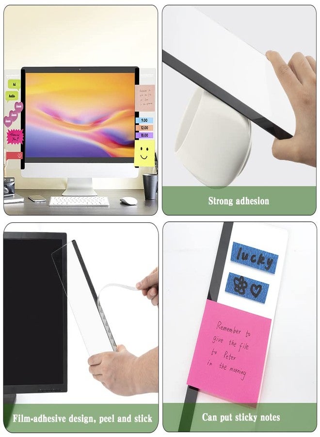 HQIOA Office Desk Accessories 2pcs Computer Monitor Memo Board Message Board Transparent Acrylic Side Panel Sticky Note Board Left and Right Computer Note Board Suitable for Women Work Form Home Office - Image 4