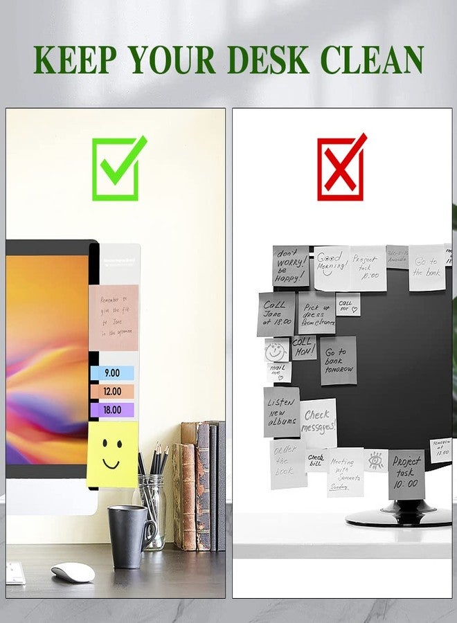 HQIOA Office Desk Accessories 2pcs Computer Monitor Memo Board Message Board Transparent Acrylic Side Panel Sticky Note Board Left and Right Computer Note Board Suitable for Women Work Form Home Office - Image 2