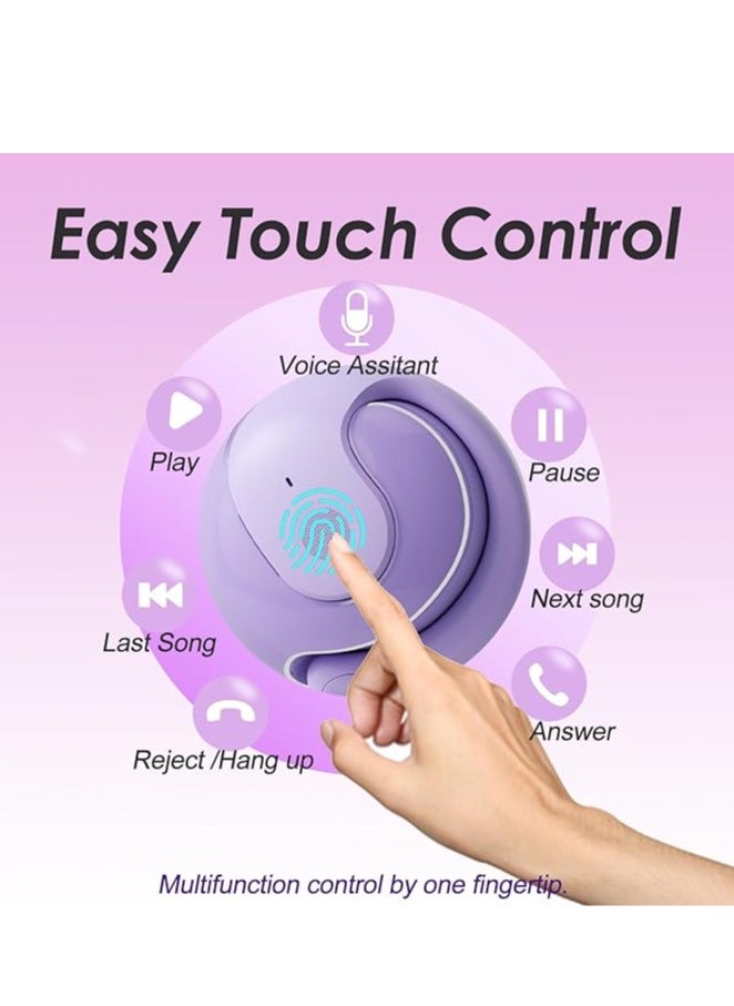 Generic Wireless Earbuds OWS Stereo Sound BT5.4 Earphone IPX5 Waterproof Ergonomic Design Open On-Ear Sports Earbuds Intelligent Noise Canceling Long Endurance Purple  - Image 3