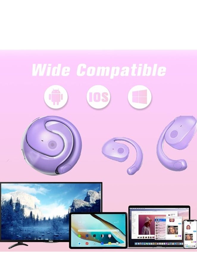 Generic Wireless Earbuds OWS Stereo Sound BT5.4 Earphone IPX5 Waterproof Ergonomic Design Open On-Ear Sports Earbuds Intelligent Noise Canceling Long Endurance Purple  - Image 4