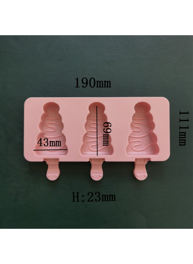 3 Even Christmas Tree Ice Cream Popsicle Ice Cream Silicone Mold Dessert Popsicle Ice Cream Making Summer Party Supplies-Color:Rice Powder - Image 4