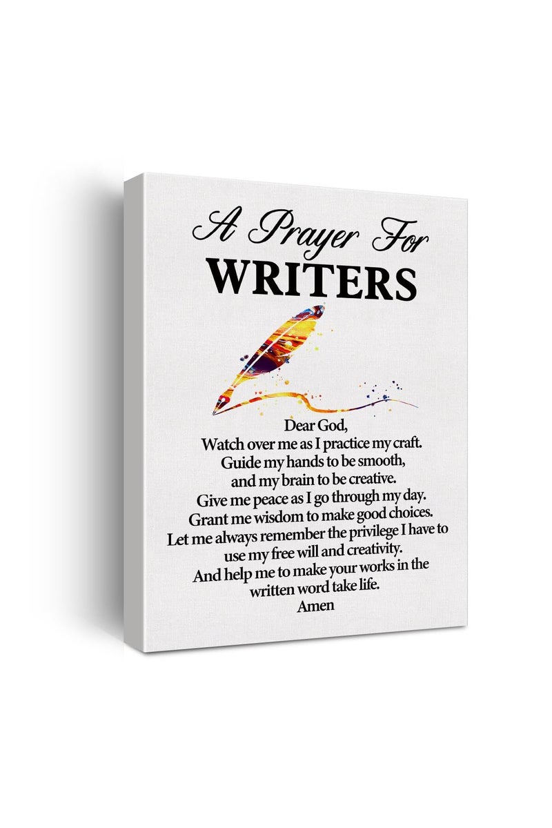 Hijie a Writer's Prayer Quote Poster Canvas Wall Art for Office Home Decor - Writers Canvas Print Wall Art Painting Ready to Hang Gifts - Easel & Hanging Hook 12x15 Inch - Image 1