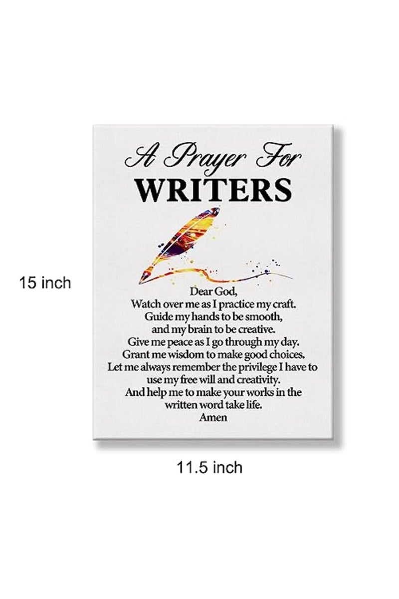 Hijie a Writer's Prayer Quote Poster Canvas Wall Art for Office Home Decor - Writers Canvas Print Wall Art Painting Ready to Hang Gifts - Easel & Hanging Hook 12x15 Inch - Image 3