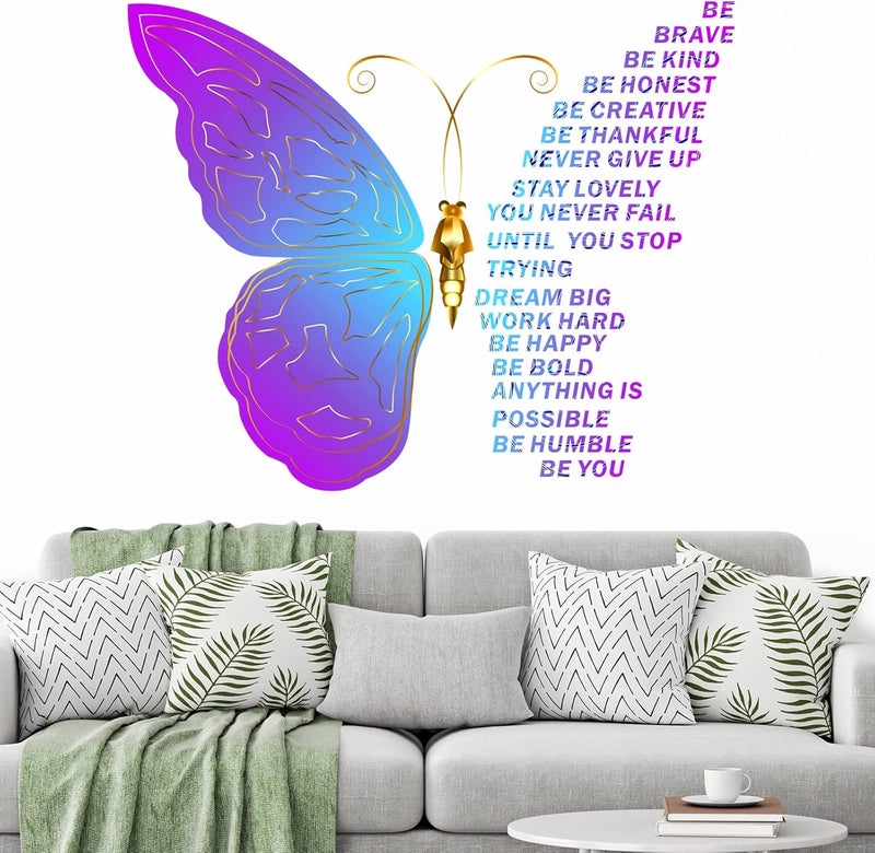 Epakh Butterfly Inspirational Quotes Wall Decals Vinyl Butterfly Wall Art Stickers Large Motivational Positive Phrase Decor Gift for Bedroom Living Room Kitchen Home - Image 3