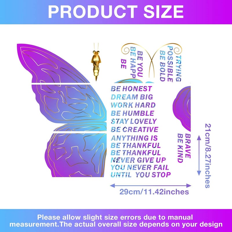 Epakh Butterfly Inspirational Quotes Wall Decals Vinyl Butterfly Wall Art Stickers Large Motivational Positive Phrase Decor Gift for Bedroom Living Room Kitchen Home - Image 2
