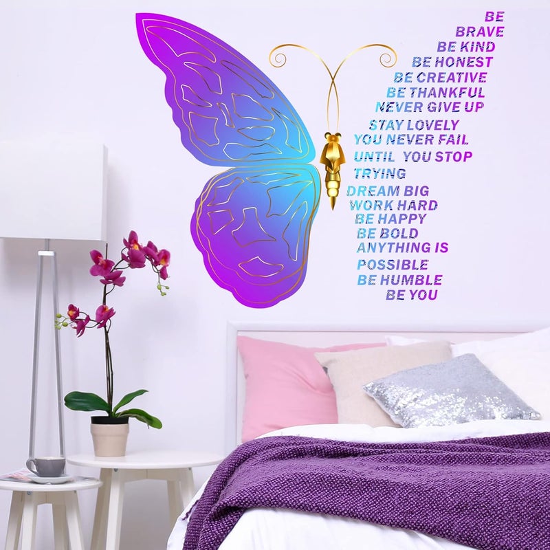 Epakh Butterfly Inspirational Quotes Wall Decals Vinyl Butterfly Wall Art Stickers Large Motivational Positive Phrase Decor Gift for Bedroom Living Room Kitchen Home - Image 5