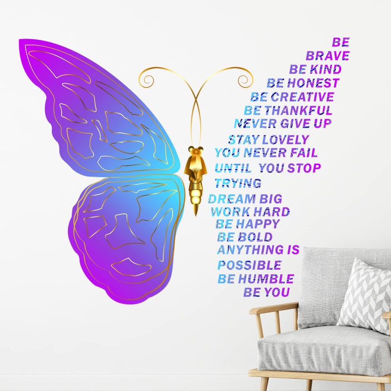 Epakh Butterfly Inspirational Quotes Wall Decals Vinyl Butterfly Wall Art Stickers Large Motivational Positive Phrase Decor Gift for Bedroom Living Room Kitchen Home - Image 1