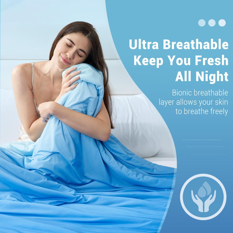 Elegear Cooling Comforter Queen Absorbs Body Heat to Keep Cool, Double-Sided Cooling Blanket for Hot Sleepers Arc-Chill Cool Fabric Q-Max>0.5, Lightweight Summer Comforter Cold Blanket, Gradient Blue - Image 4