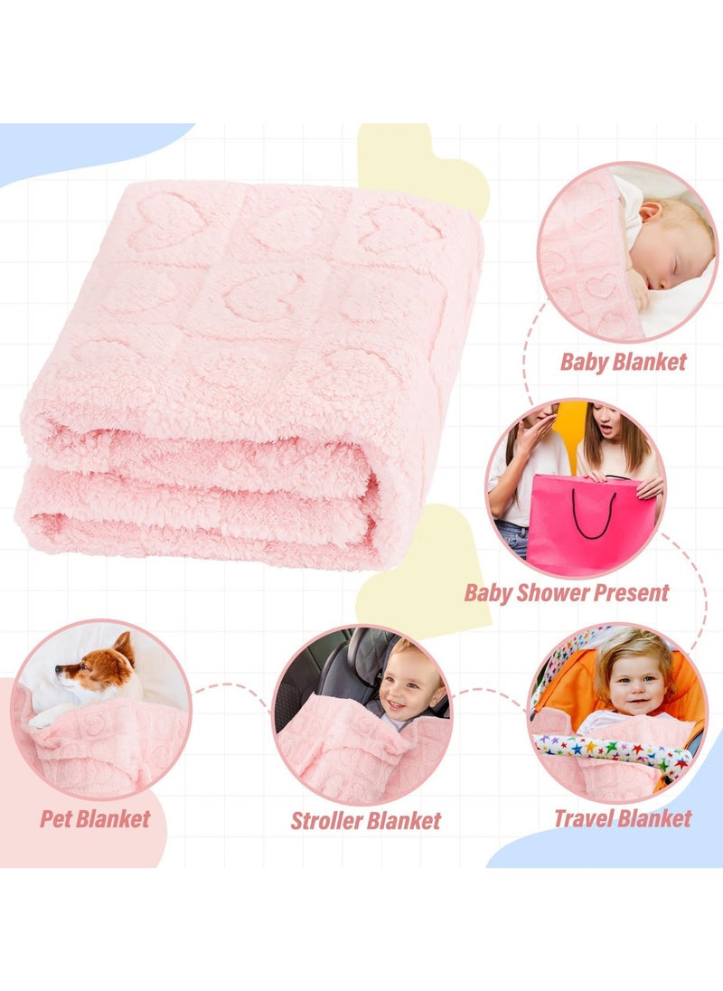 Bebiland 75cm×100cm Baby Blanket for Boys Girls, Soft Warm Cozy Heart Toddler Blankets, Fluffy Infant Toddler Newborn Receiving Blankets for Crib Stroller (Pink)  - Image 3