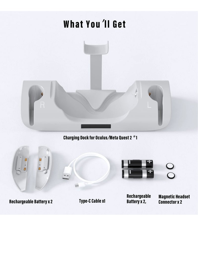 For Oculus Quest 2 USB dock stand, VR headset high-speed charging station with breathing light handle storage - Image 3