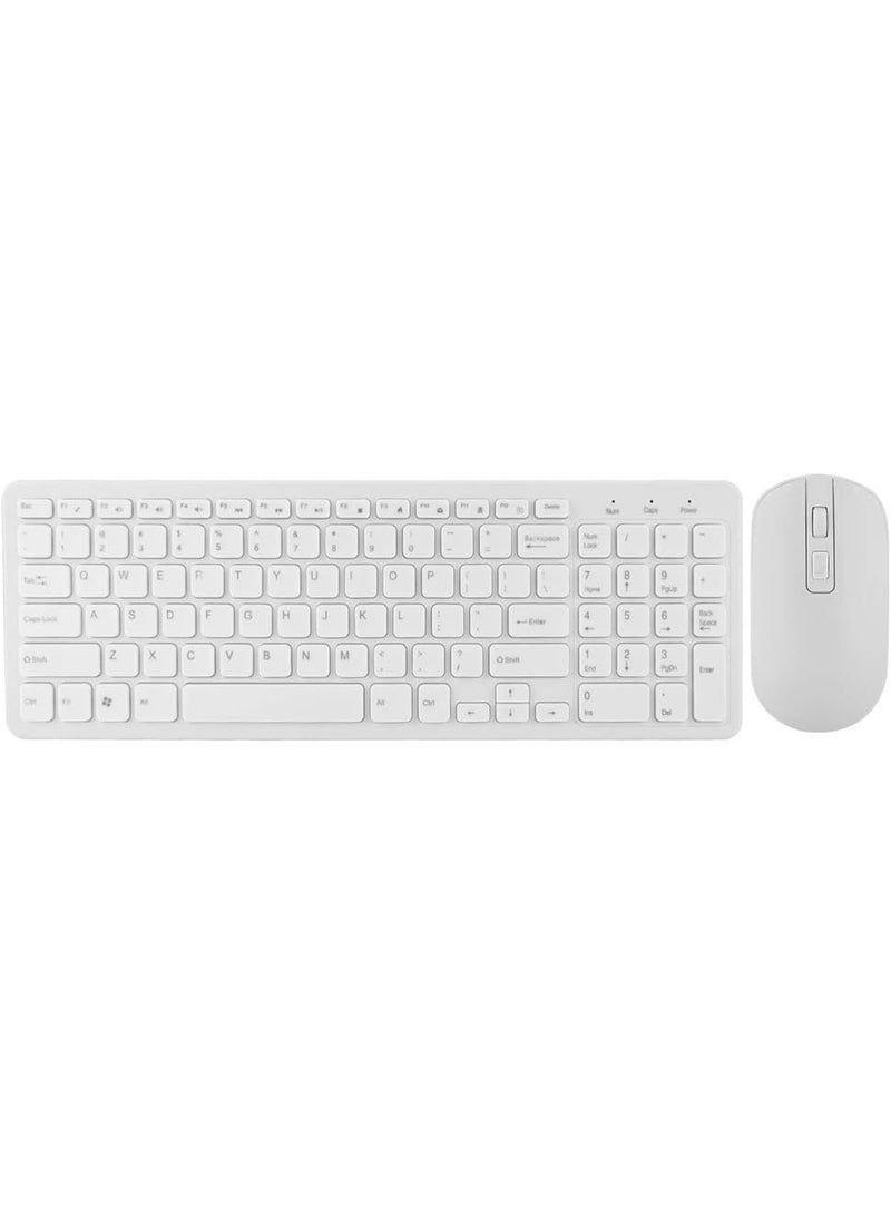 Ultra-Slim Wireless Keyboard and Mouse Combo – 2.4G, 108 Keys, Multi-Function Layout – for Laptop, PC & Smart TV – White - Image 4