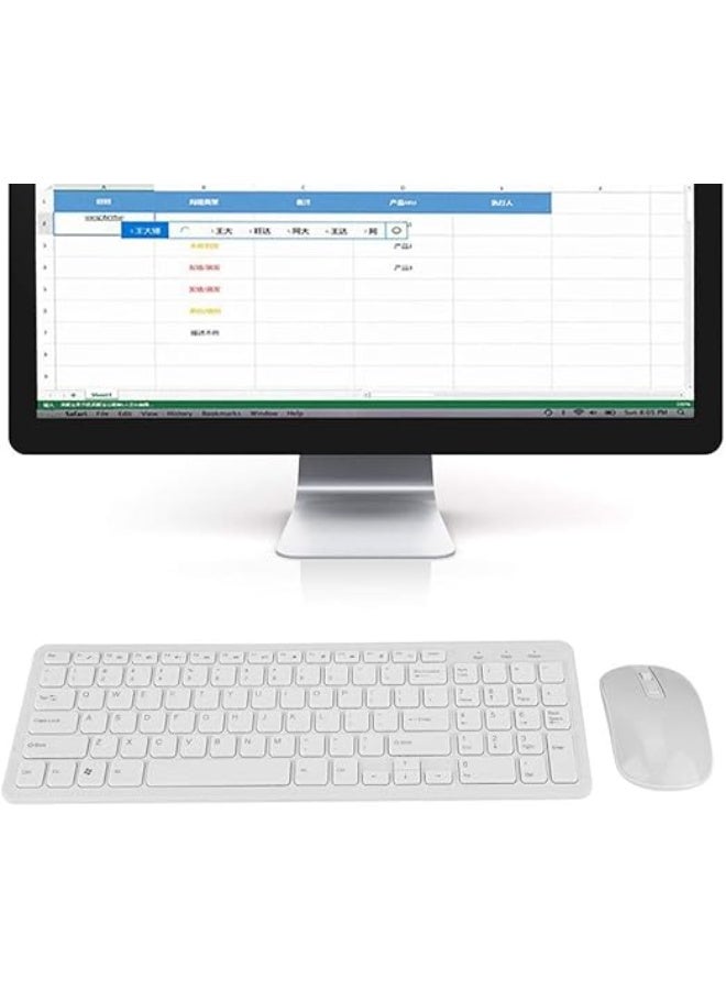Ultra-Slim Wireless Keyboard and Mouse Combo – 2.4G, 108 Keys, Multi-Function Layout – for Laptop, PC & Smart TV – White - Image 3