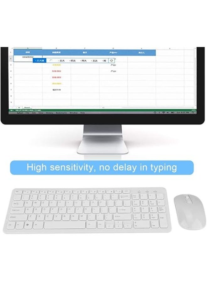 Ultra-Slim Wireless Keyboard and Mouse Combo – 2.4G, 108 Keys, Multi-Function Layout – for Laptop, PC & Smart TV – White - Image 5