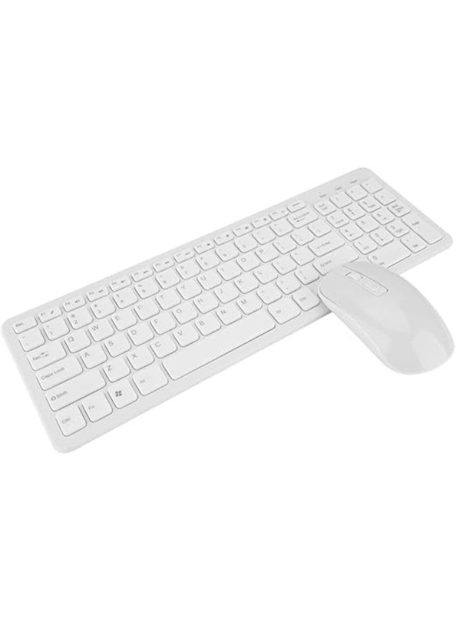 Ultra-Slim Wireless Keyboard and Mouse Combo – 2.4G, 108 Keys, Multi-Function Layout – for Laptop, PC & Smart TV – White - Image 1