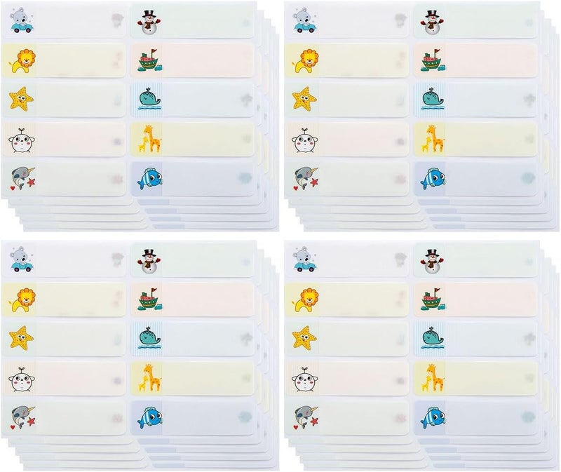 إي سي في في 200 قطعة من ملصقات زجاجات الأطفال، ملصقات زجاجات أطفال ذاتية التغليف مقاومة للماء للأطفال: مثالية للحضانة والمدرسة وتنظيم المنزل مع مطبوعات كرتونية رائعة - Image 1