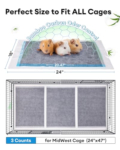 BUCATSTATE Disposable Guinea Pig Cage Liners 30 Count, Super Absorbent Guinea Pig Bedding, Bamboo Charcoal Odor Control Pee Pads for Rabbits, Ferrets and Birds (18''x24'') - Image 2