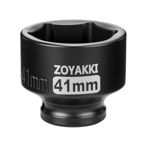 ZOYAKKI 12 Drive x 41mm Shallow Impact SocketCRMO Steel1PCS Drive 6 Point Axle Nut Socket for Easy Removal of Axle Shaft Nuts Metric 41MM - Image 1