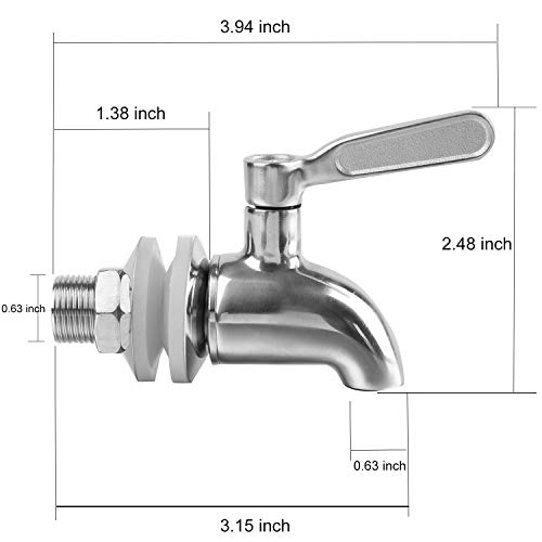 Bekith 2 Pack Beverage Dispenser Replacement Spigot, Stainless Steel Polished Finished Water Drink Dispenser Replacement Faucet - Image 2