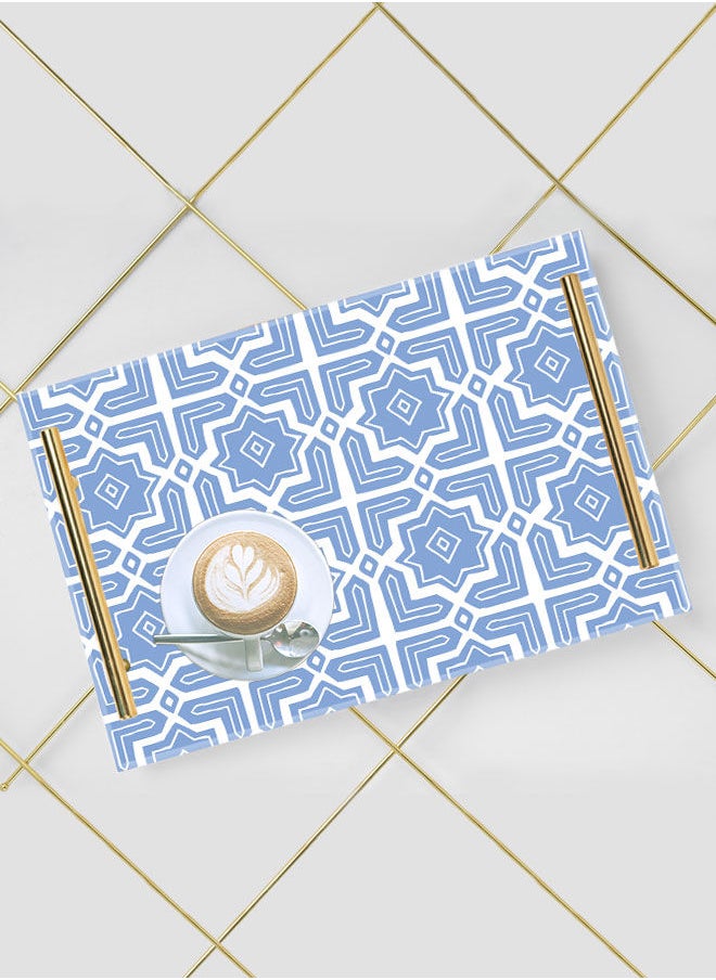 LOWHA Decorative Acrylic Serving Tray with Gold Color Metal Handles Islamic Patterns 20x30cm  - Image 5