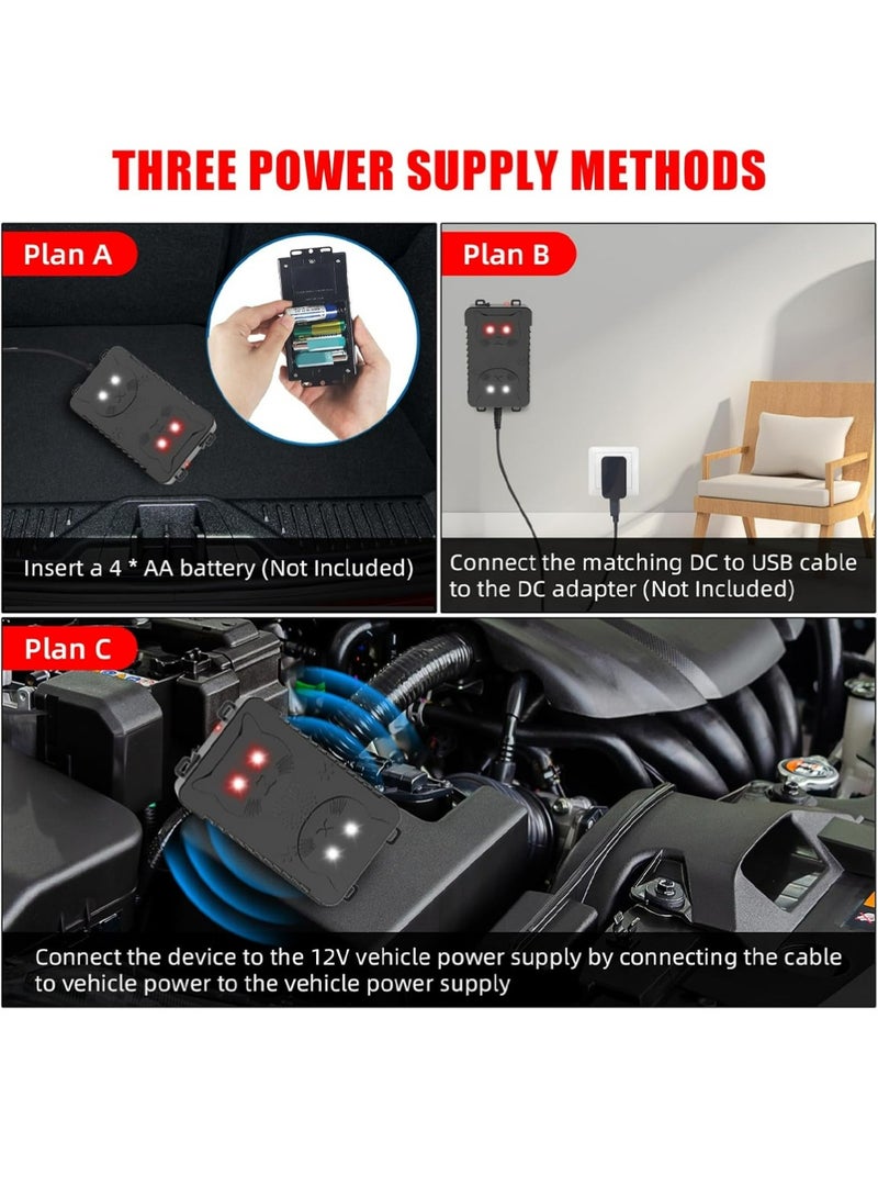 بولوز رذاذ صوتي لصد القوارض للسيارات، تحت غطاء المحرك مع أضواء LED متقطعة، يعمل بالكهرباء والبطارية، يبعد الفئران والجرذان والجرذان عن المركبات والشاحنات والمستودعات والأقبية. - Image 5