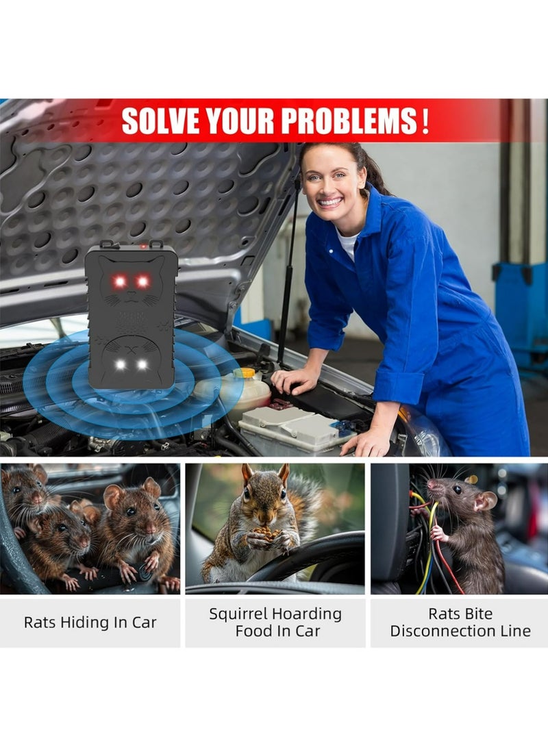 بولوز رذاذ صوتي لصد القوارض للسيارات، تحت غطاء المحرك مع أضواء LED متقطعة، يعمل بالكهرباء والبطارية، يبعد الفئران والجرذان والجرذان عن المركبات والشاحنات والمستودعات والأقبية. - Image 2