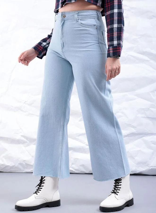 Freehand Freehand Women Blue Mid Rise Solid Bootcut Fit Jeans