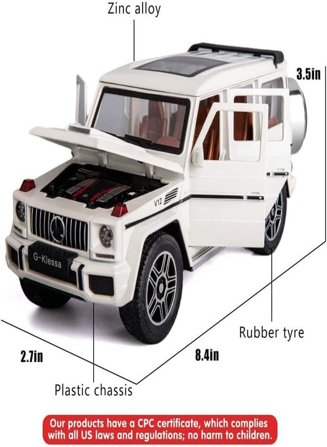 AHBHT Kids Model 1:24 G Klessa Die Cast Metal Car Pull Back Action Opening Doors with Realistic Engine Sound Lights Toy Car Gift for Boys - White - Image 2