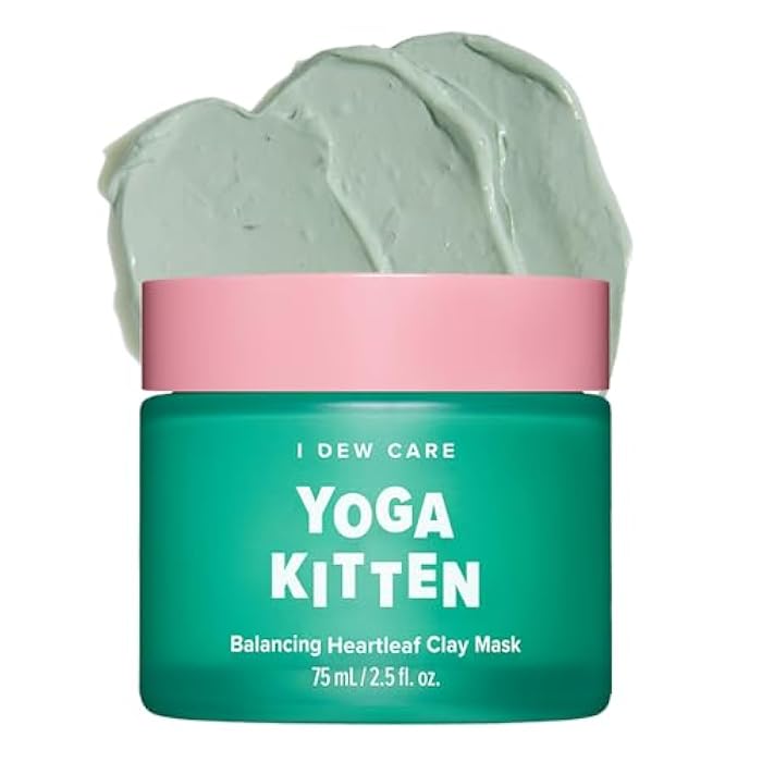 I DEW CARE Heartleaf Clay Mask - Yoga Kitten | Wash-off, For Blemish-prone with Kaolin, Heartleaf, Tea Tree Extract, Home Spa, Korean Skincare, Glass Skin Look, Soothing, Christmas Gifts, 2.5 FL Oz - Image 1
