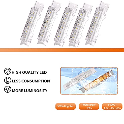 ADIIL 5PCS Amber 6LED Cab Roof Top Clearance Light Assembly Clear Lens Marker Running Lamps Compatible with Volvo 2004 VN20032020 VNL Trucks - Image 3