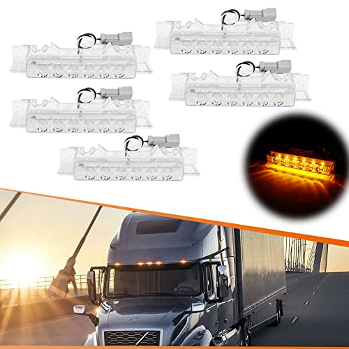 ADIIL 5PCS Amber 6LED Cab Roof Top Clearance Light Assembly Clear Lens Marker Running Lamps Compatible with Volvo 2004 VN20032020 VNL Trucks - Image 1