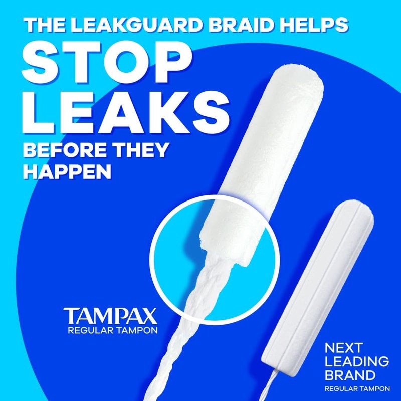 Tampax Pearl Tampons Super Plus Absorbency, with Leakguard Braid, Unscented, 50 Count - Image 3