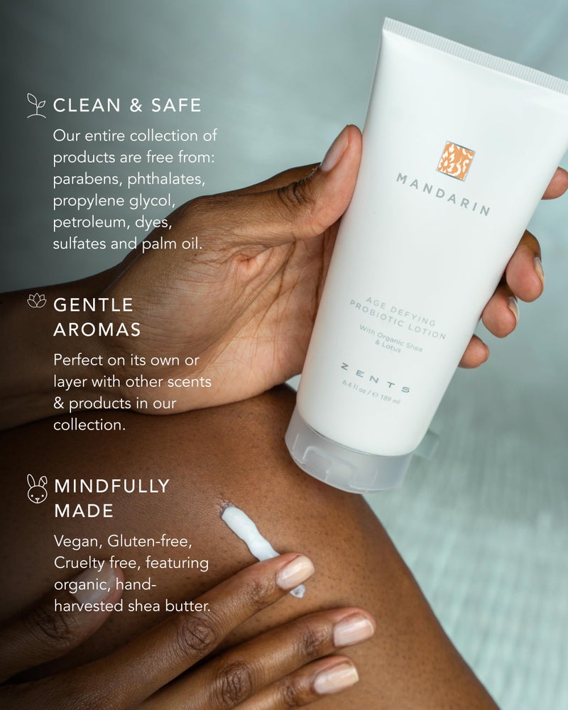 Zents Age-Defying Probiotic Body & Hand Lotion (Mandarin) | Moisturizing Lotion with Hyaluronic Acid & Organic Shea Butter | Nourishes & Hydrates Skin | 6.4 fl oz - Image 5