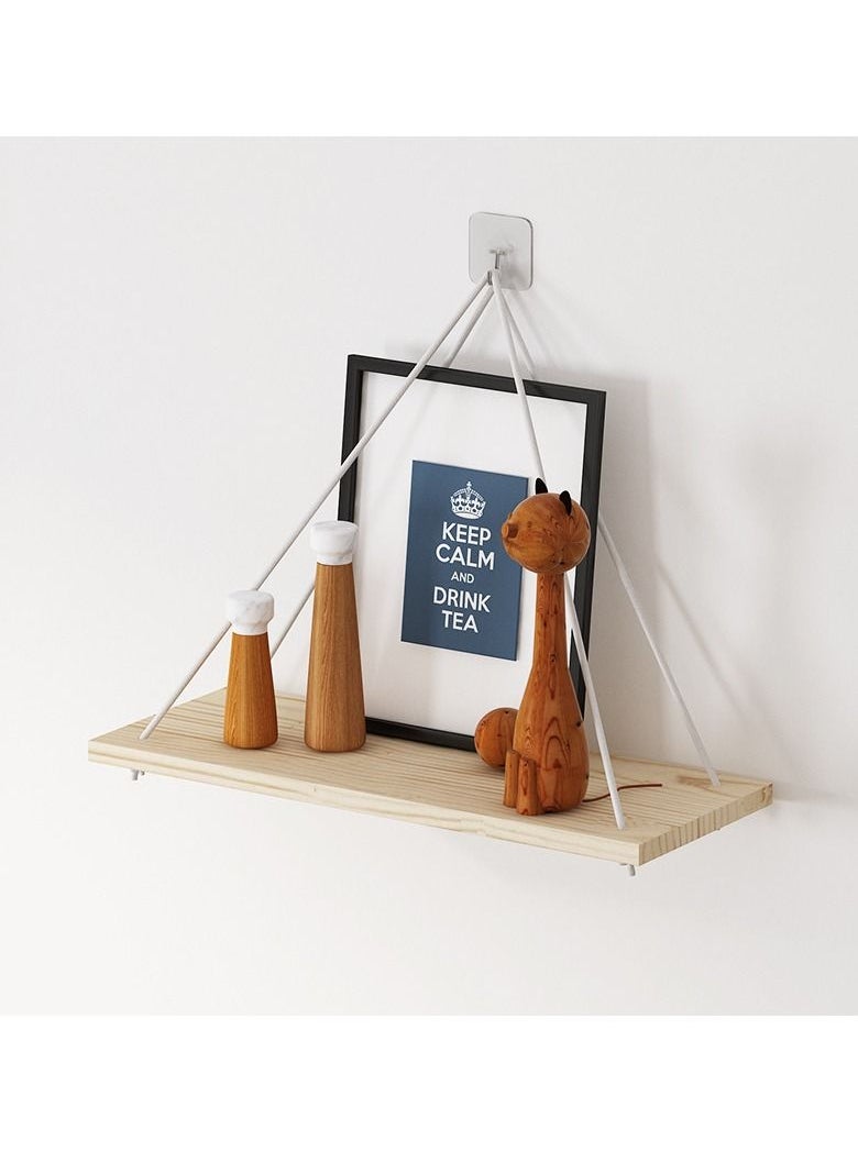 XiuWoo - Set of 2 Modern Boho Style Triangle Floating Wooden Wall Hanging Shelves - Image 1