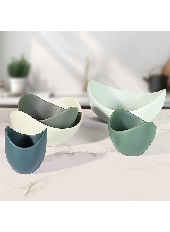 LAMAY Salad Bowls, 5 Packs Serving Bowls Porcelain,Lotus Shaped Pasta Bowls, Dishwasher & Microwave Safe, Unique Ceramic Bowls for Salad, Pasta, Soup, Rice, Ideal for Home and Restaurant - Image 4