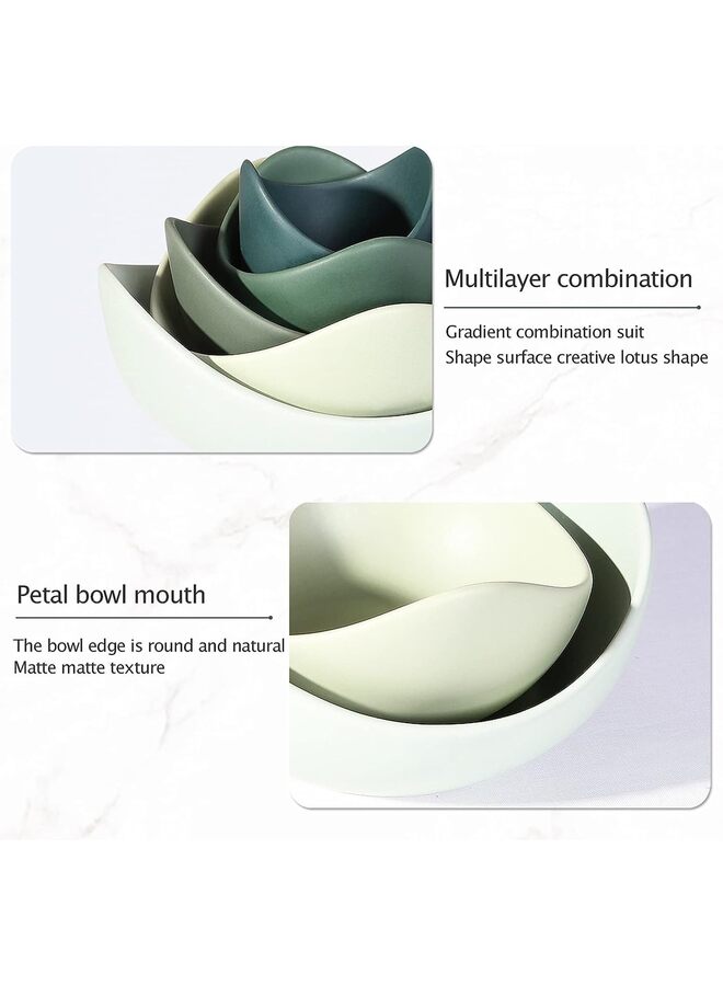 LAMAY Salad Bowls, 5 Packs Serving Bowls Porcelain,Lotus Shaped Pasta Bowls, Dishwasher & Microwave Safe, Unique Ceramic Bowls for Salad, Pasta, Soup, Rice, Ideal for Home and Restaurant - Image 3