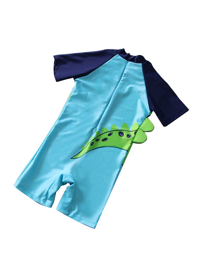 طقم لباس سباحة للأطفال من قطعتين بطبعة ديناصور أزرق / أخضر - Image 2