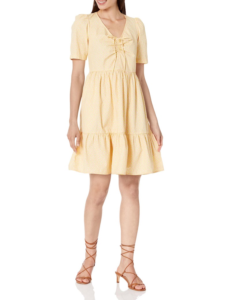 Levi's Women's Marcella Trapeze Dress, Evelyn Floral Almond Cream, Large - Image 1